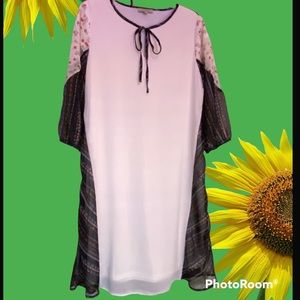 POLAGRAM IVORY AND BLACK SMOCK /SHIFT DRESS large